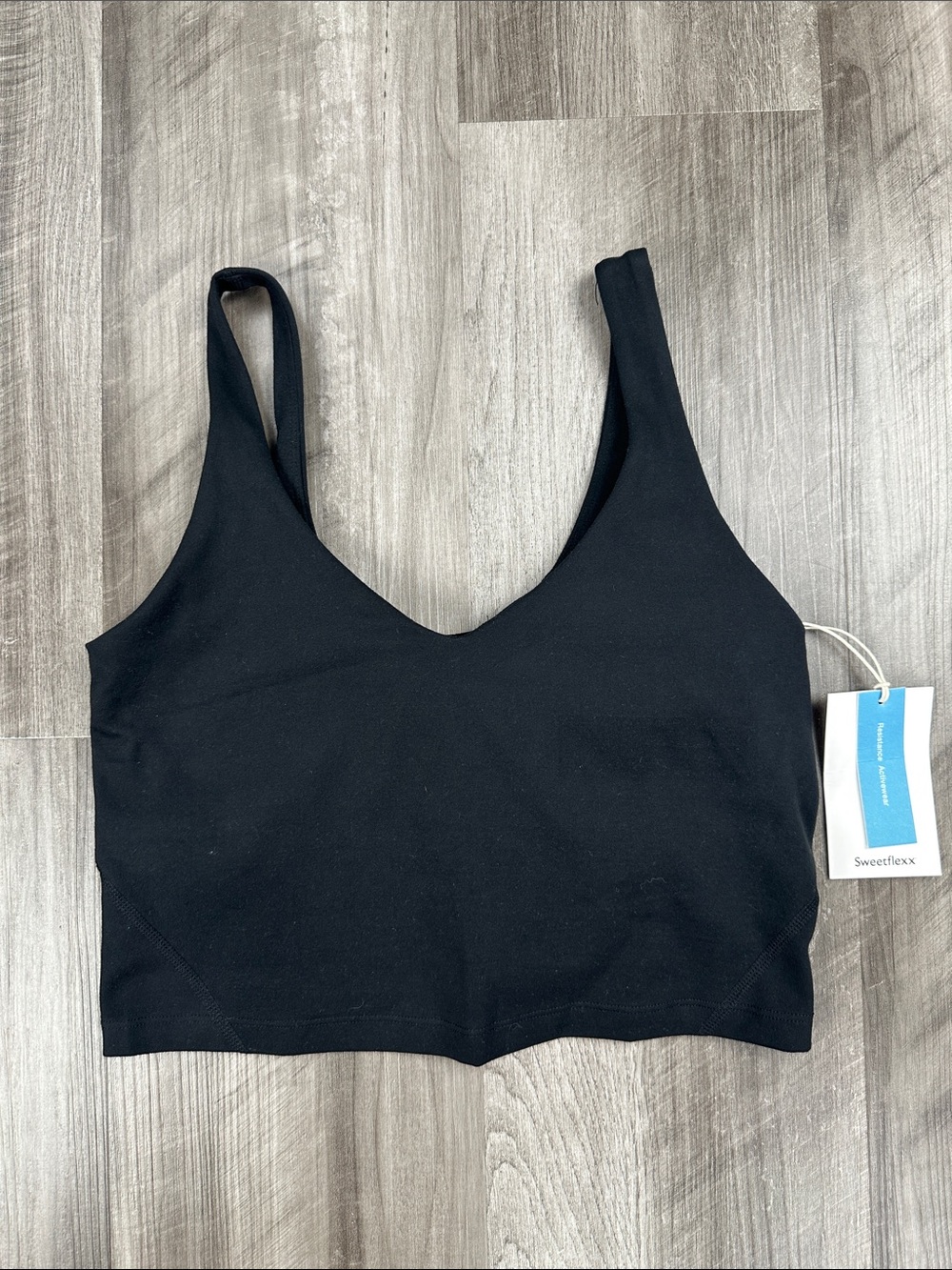 Sweetflexx Flex Black Zilker Flow Performance Crop Tank Top - Small